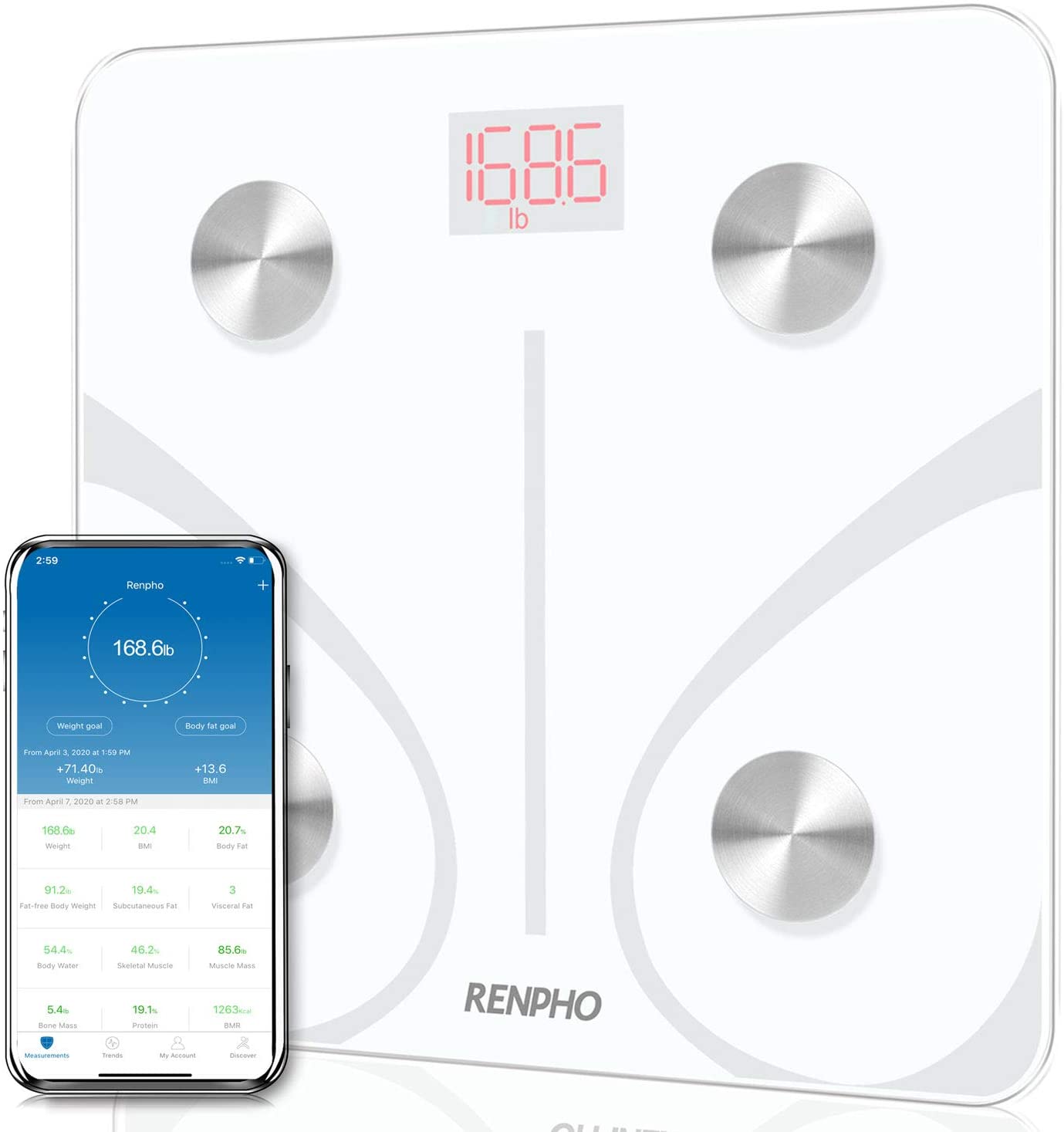 RENPHO Smart Scale for Body Weight, Digital Bathroom Scale BMI Weighing  Bluetooth Body Fat Scale, Body Composition Monitor Health Analyzer with