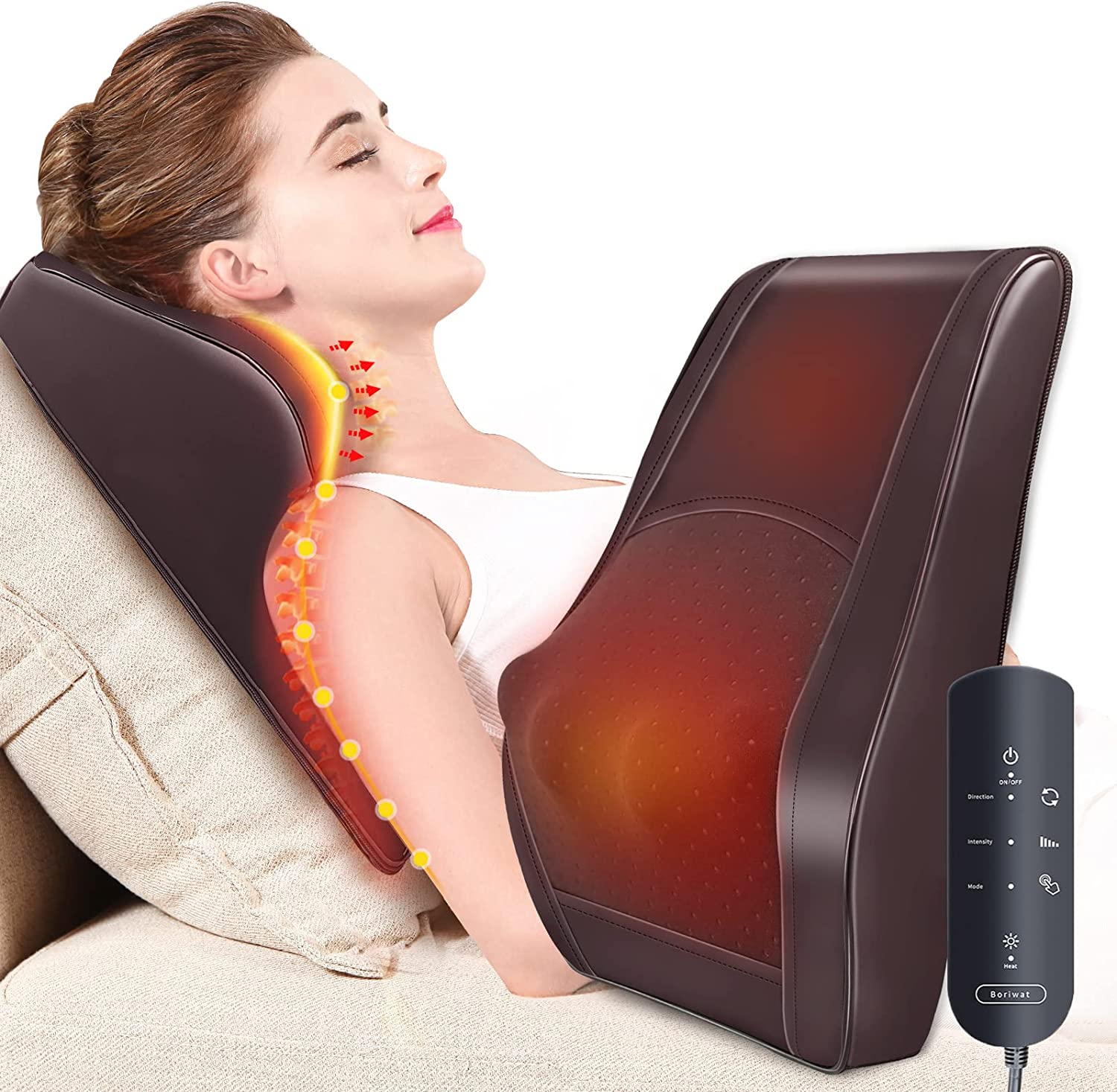 COMFIER Neck Back Massager with Heat, Shiatsu Massage Chair Pad with 2D/3D  Kneading & Compression Chair Massager, Full Body Massager for Neck and Back, Shoulder,Thighs,Gifts for Mom,Dad 