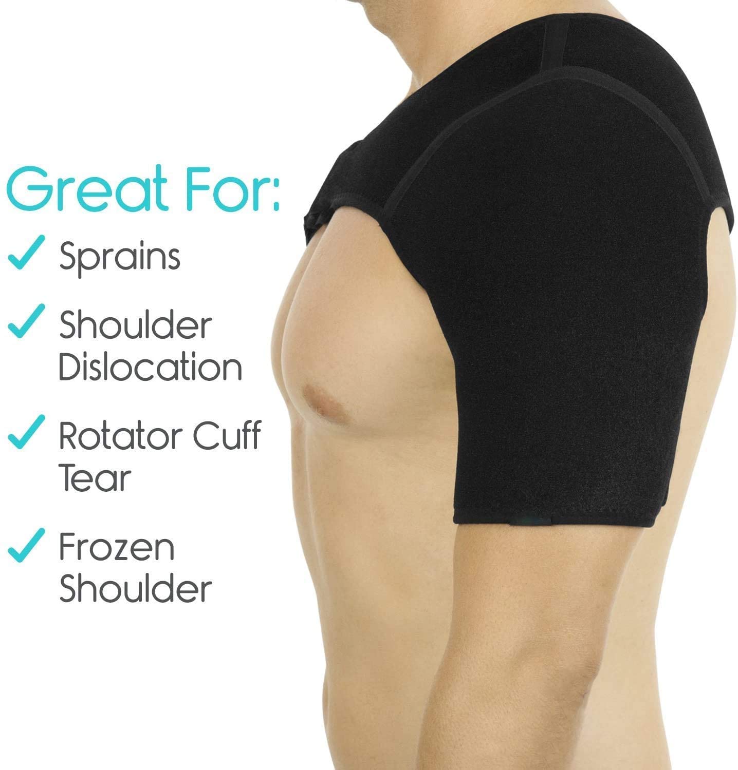 Shoulder Brace w/ Reusable Gel Ice Cold & Heat Pack For Injuries Pain Relief | Sling Support Wrap Hot Pack For Rotator Cuff , Arthritis